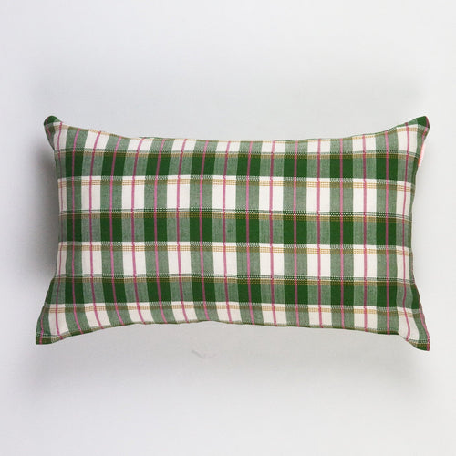 Archive NY San Andres Gingham Green Lumbar Pillow