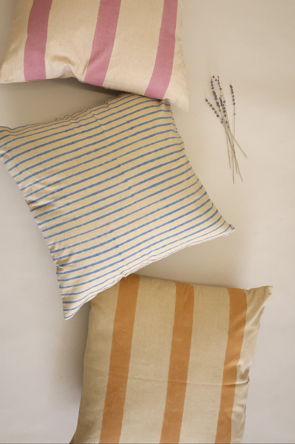 Oh! Stripes Block Print Pillow - Ochre