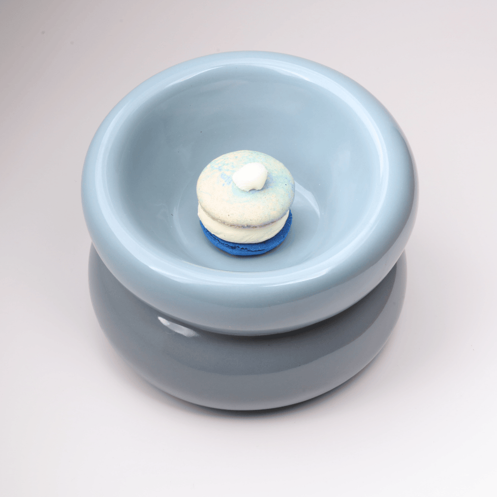 Ceramic Soufflé Pet Bowl - Frozen Blue