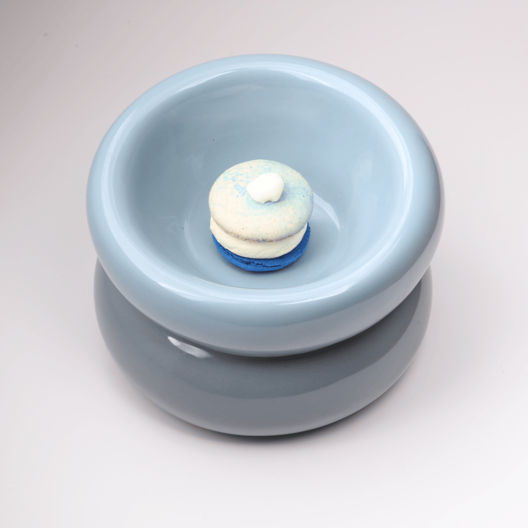 Ceramic Soufflé Pet Bowl - Frozen Blue