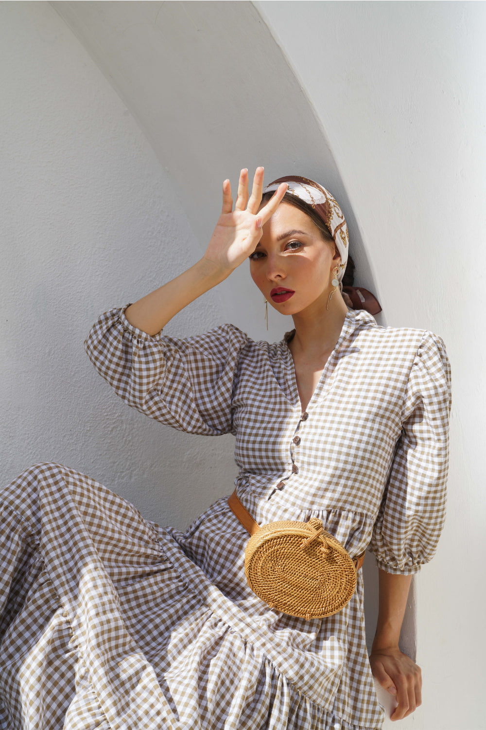 Maya Dress in Gingham Orange