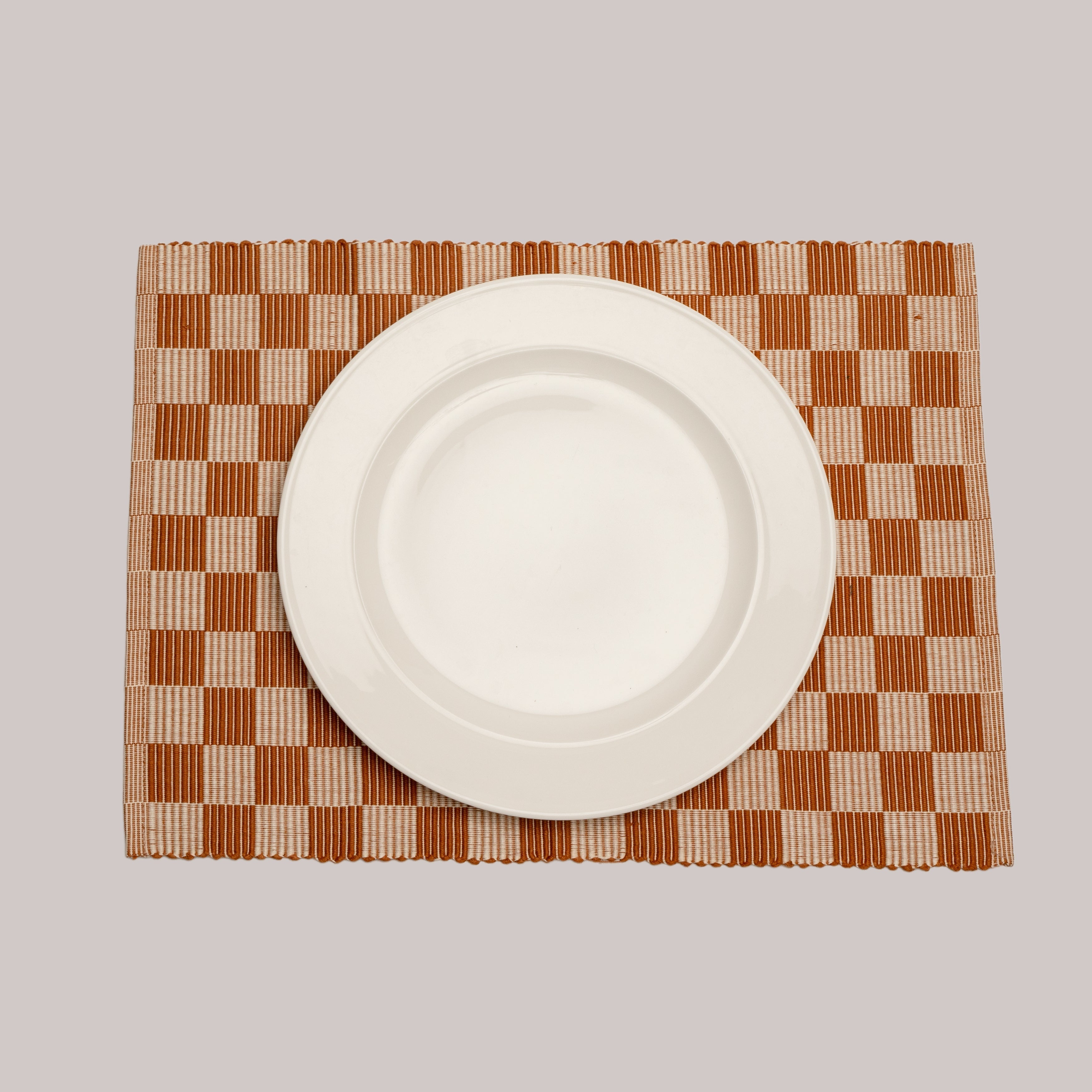 Handloomed Brown Checkered Placemats - Set of 4