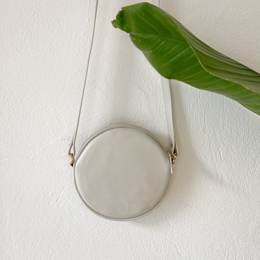 Beige & Striped Fabric Pattern Crossbody Bag