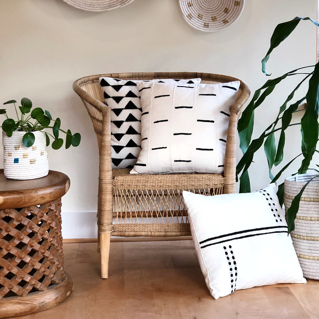 Sadza Dashes Pillow Cover - White