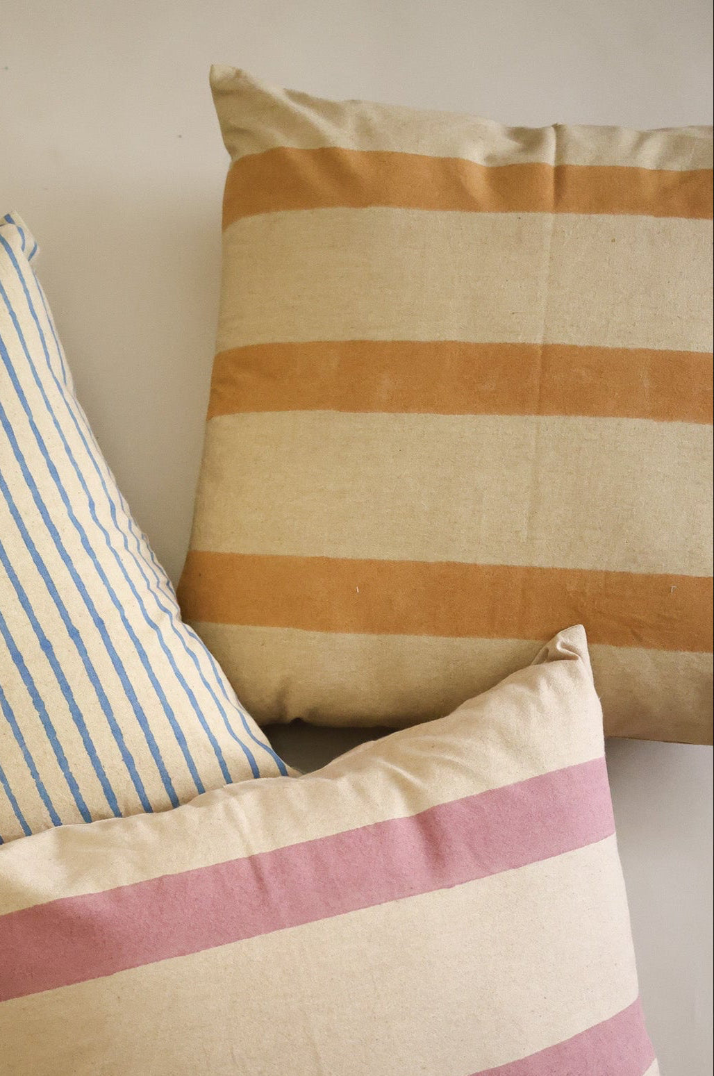 Oh! Stripes Block Print Pillow - Ochre