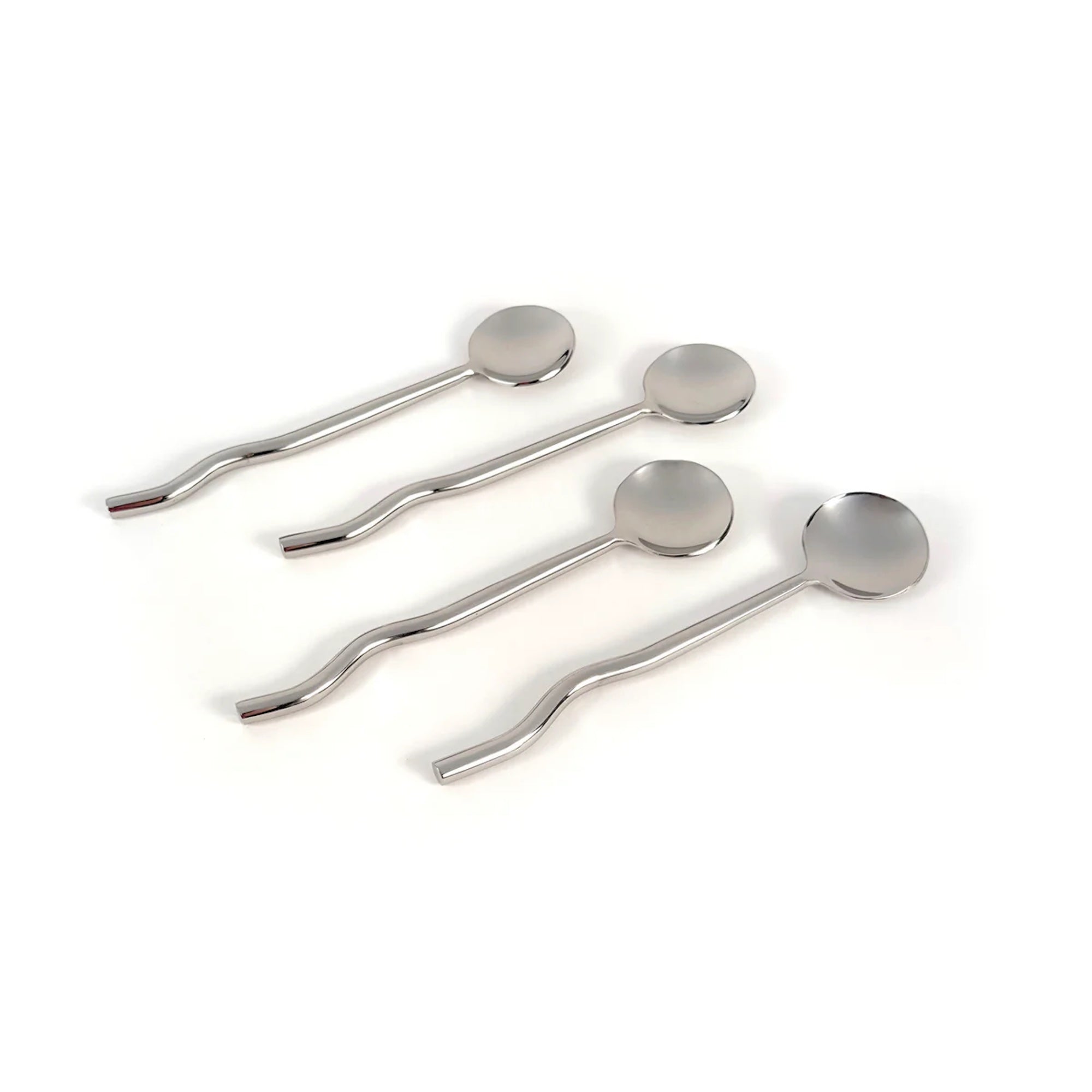 Wavy Stainless Silver Finish Cutlery - Set of 4