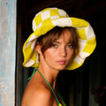 The Shilo Crochet Hat In Lime Green & White