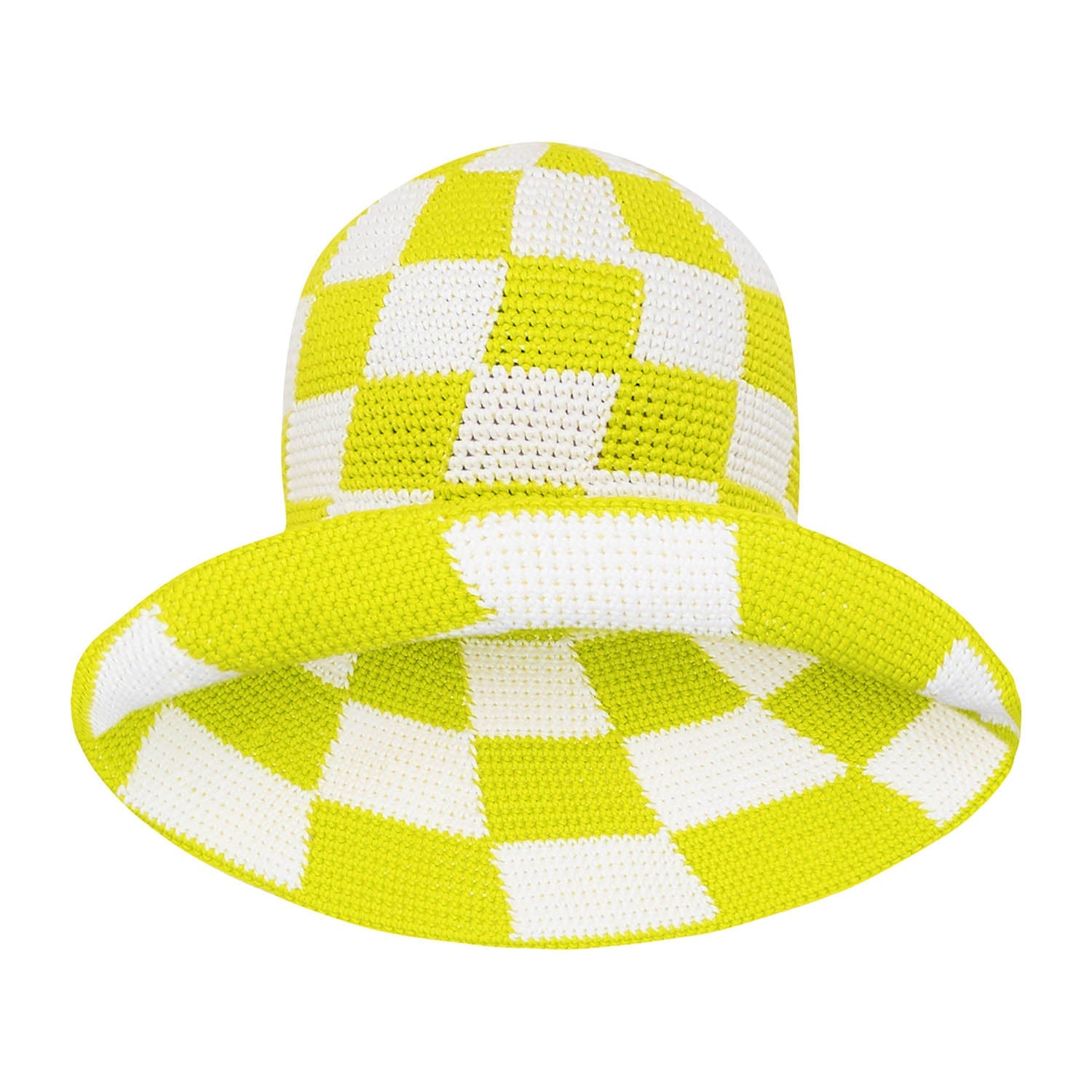 The Shilo Crochet Hat In Lime Green & White