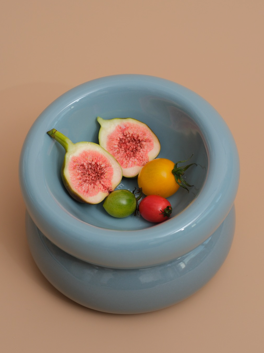 Ceramic Soufflé Pet Bowl - Frozen Blue