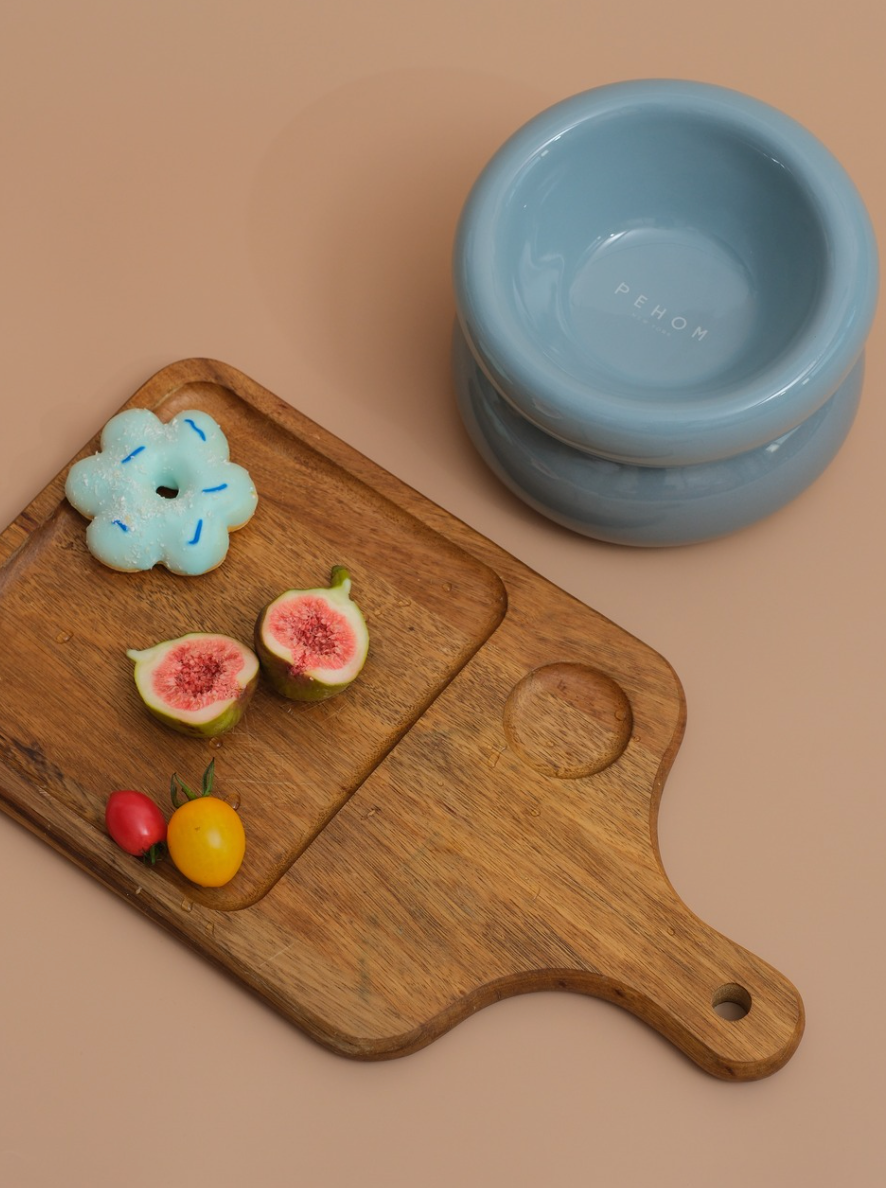 Ceramic Soufflé Pet Bowl - Frozen Blue