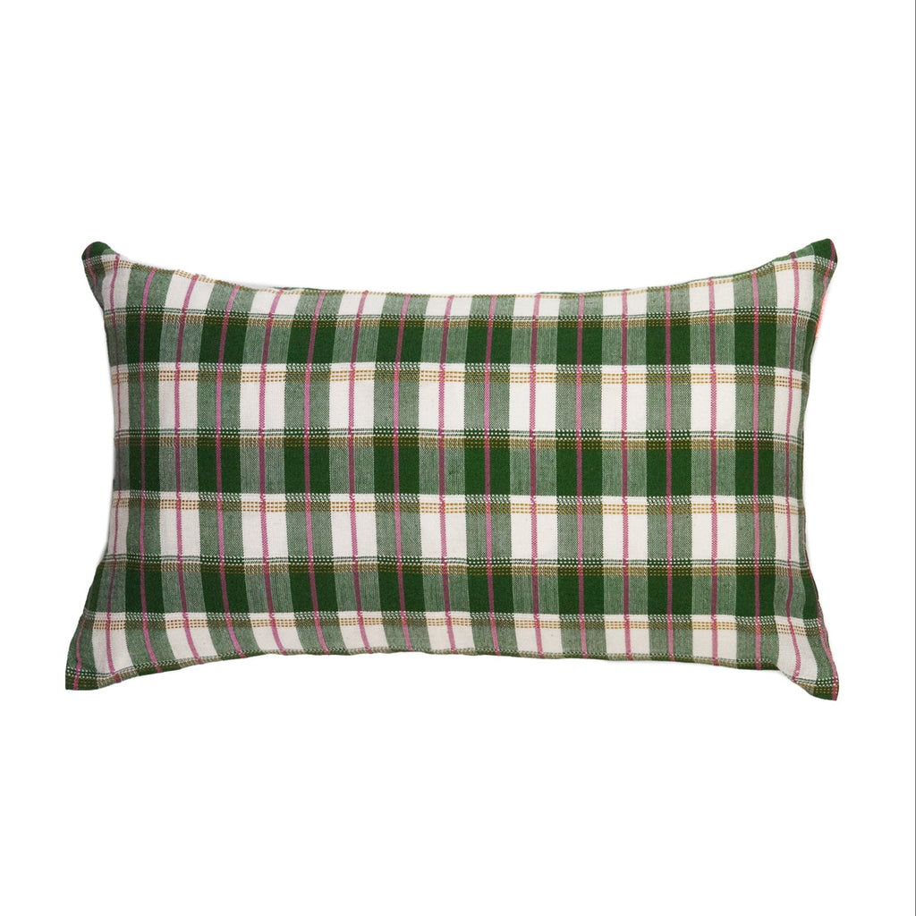 Archive NY San Andres Gingham Green Lumbar Pillow