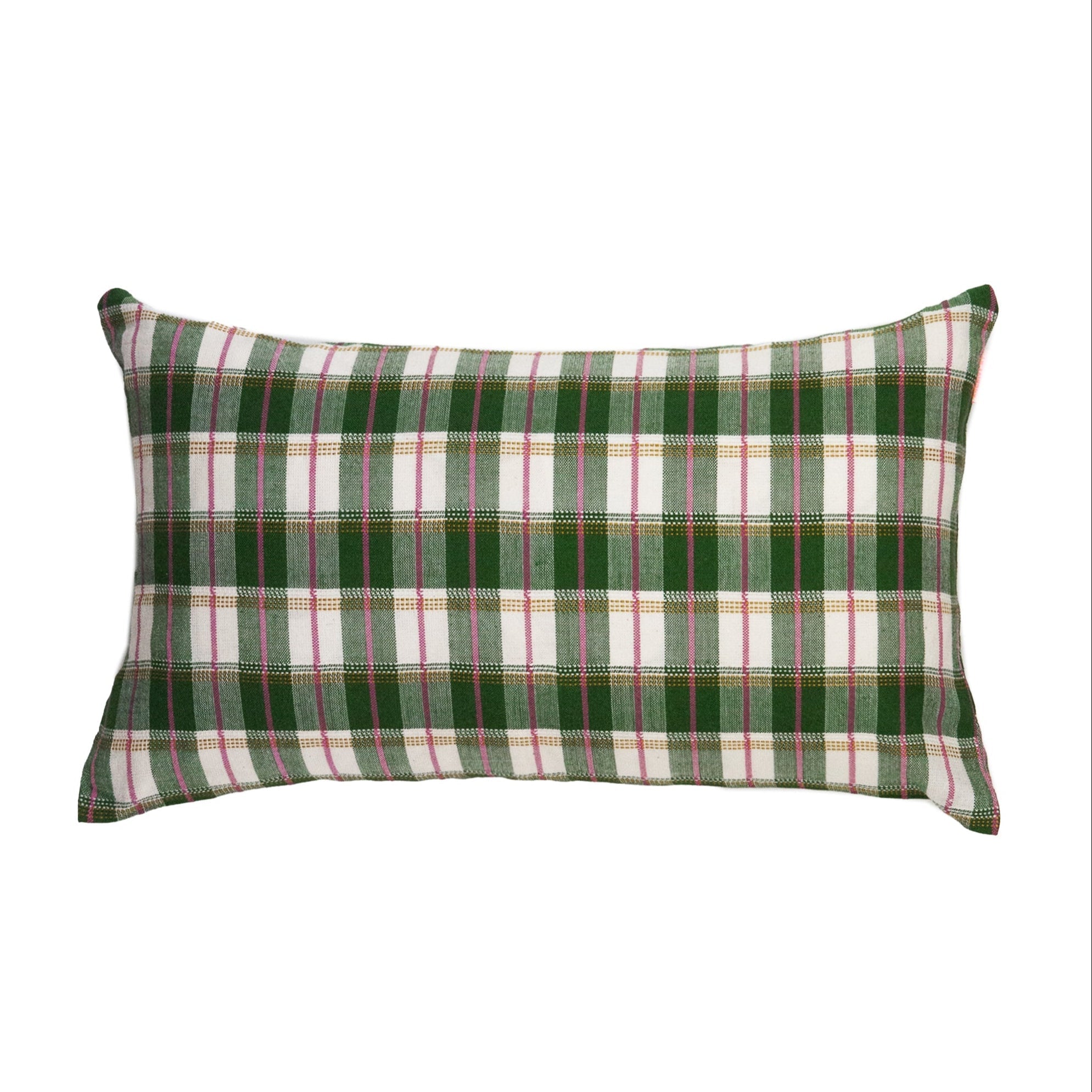 Archive NY San Andres Gingham Green Lumbar Pillow