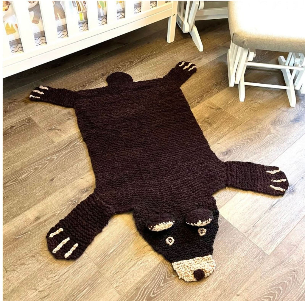 Organic Wool Play Mat + Nursery Rug  | Brown Bear