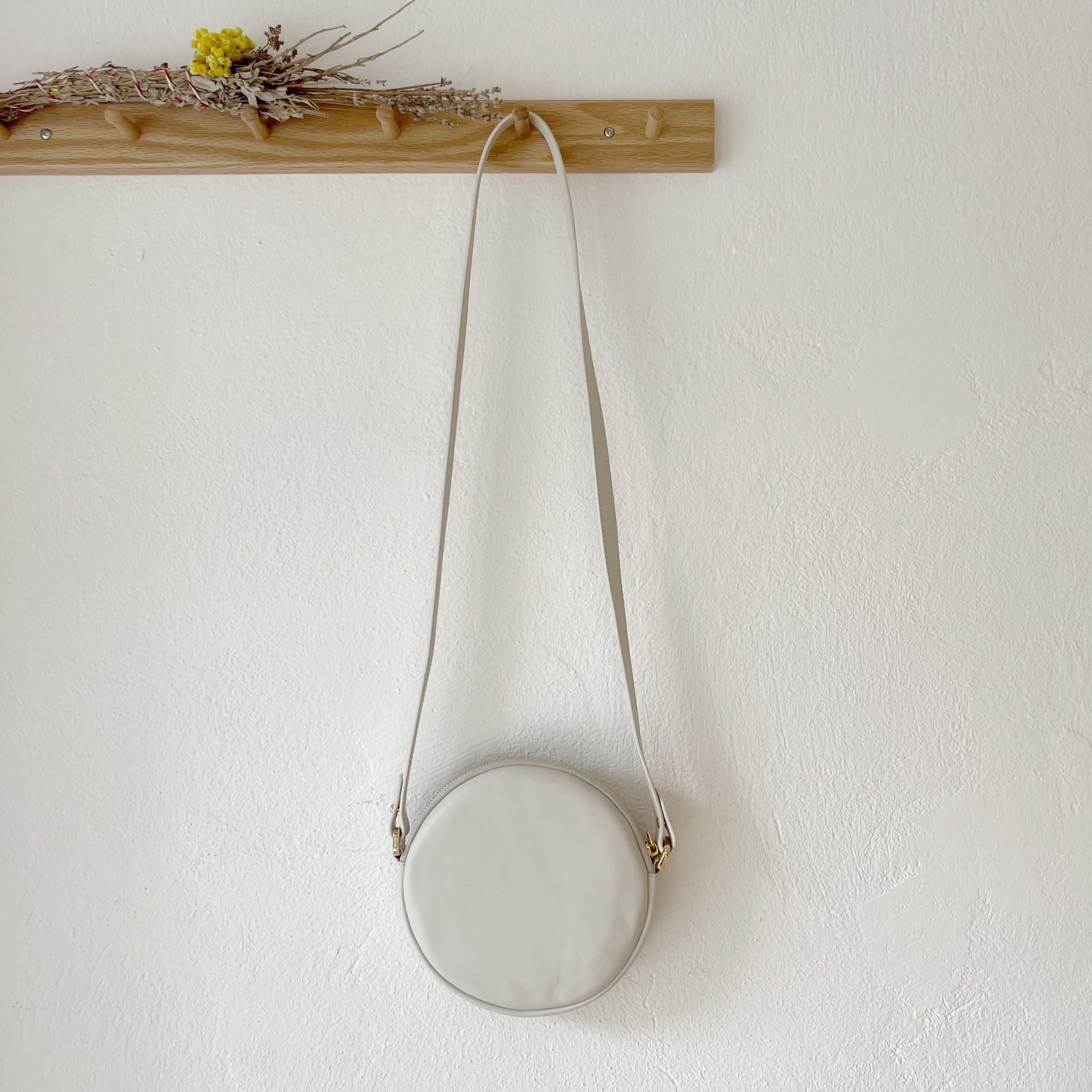 Beige & Striped Fabric Pattern Crossbody Bag