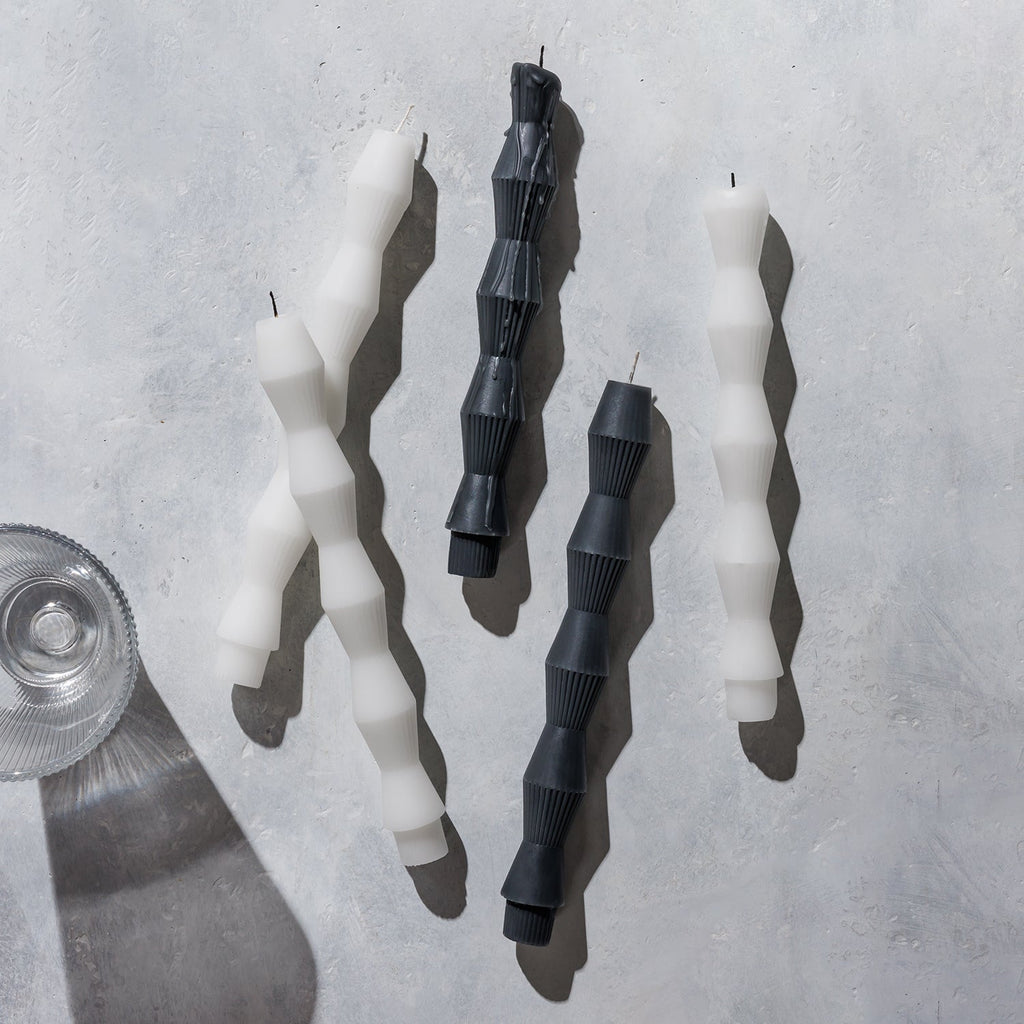 Charcoal  Geometric Pillar Candle - Set of 2