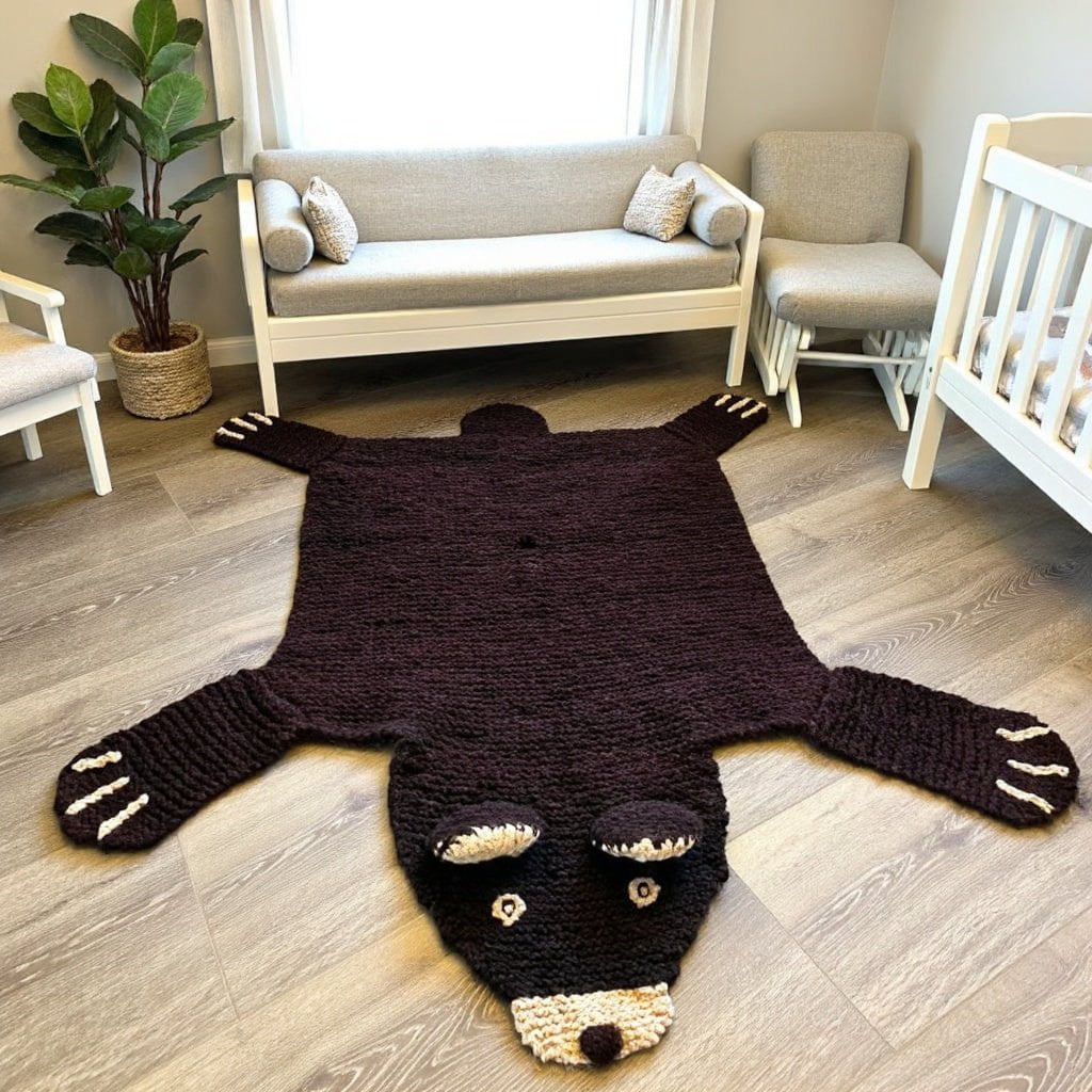 Organic Wool Play Mat + Nursery Rug  | Brown Bear
