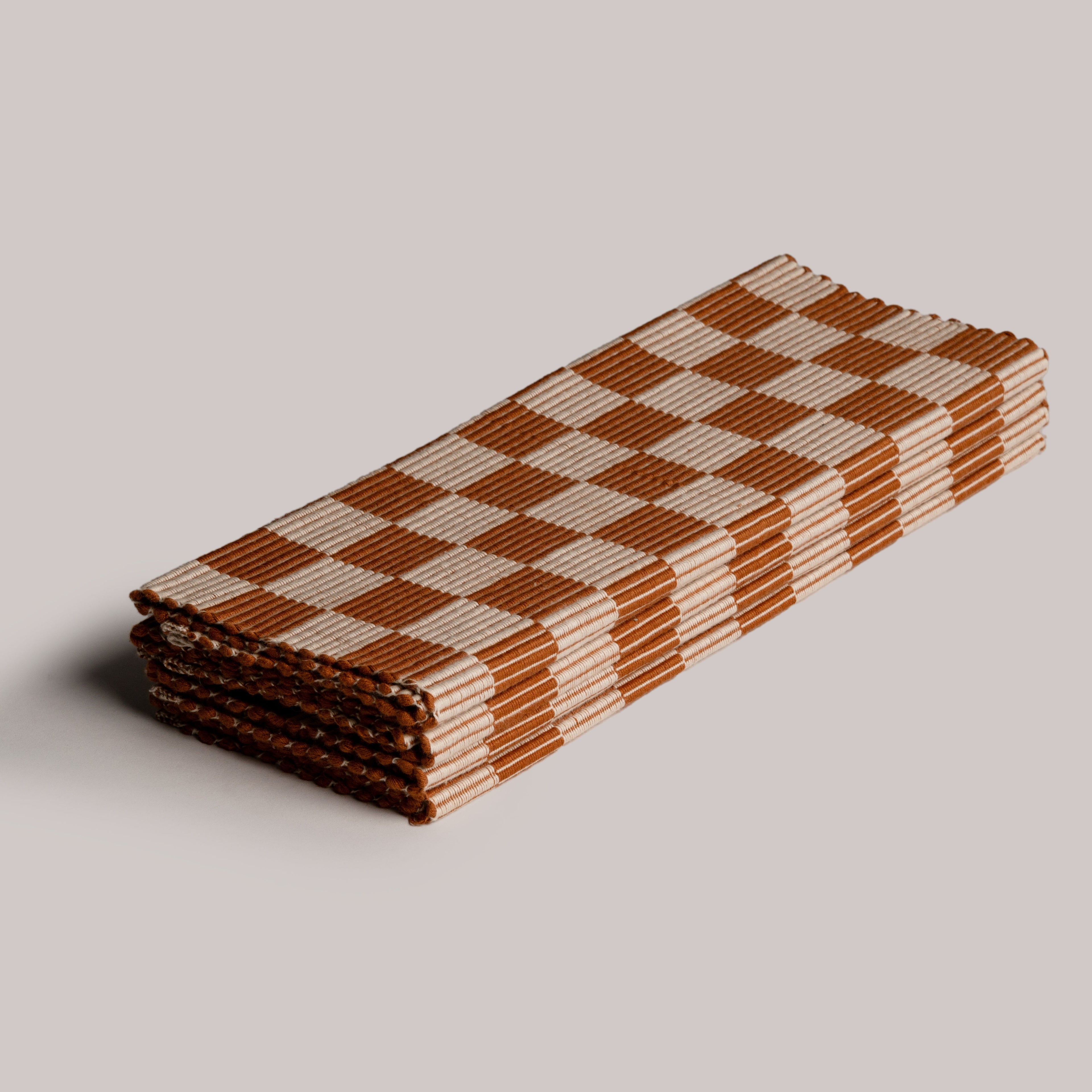 Handloomed Brown Checkered Placemats - Set of 4