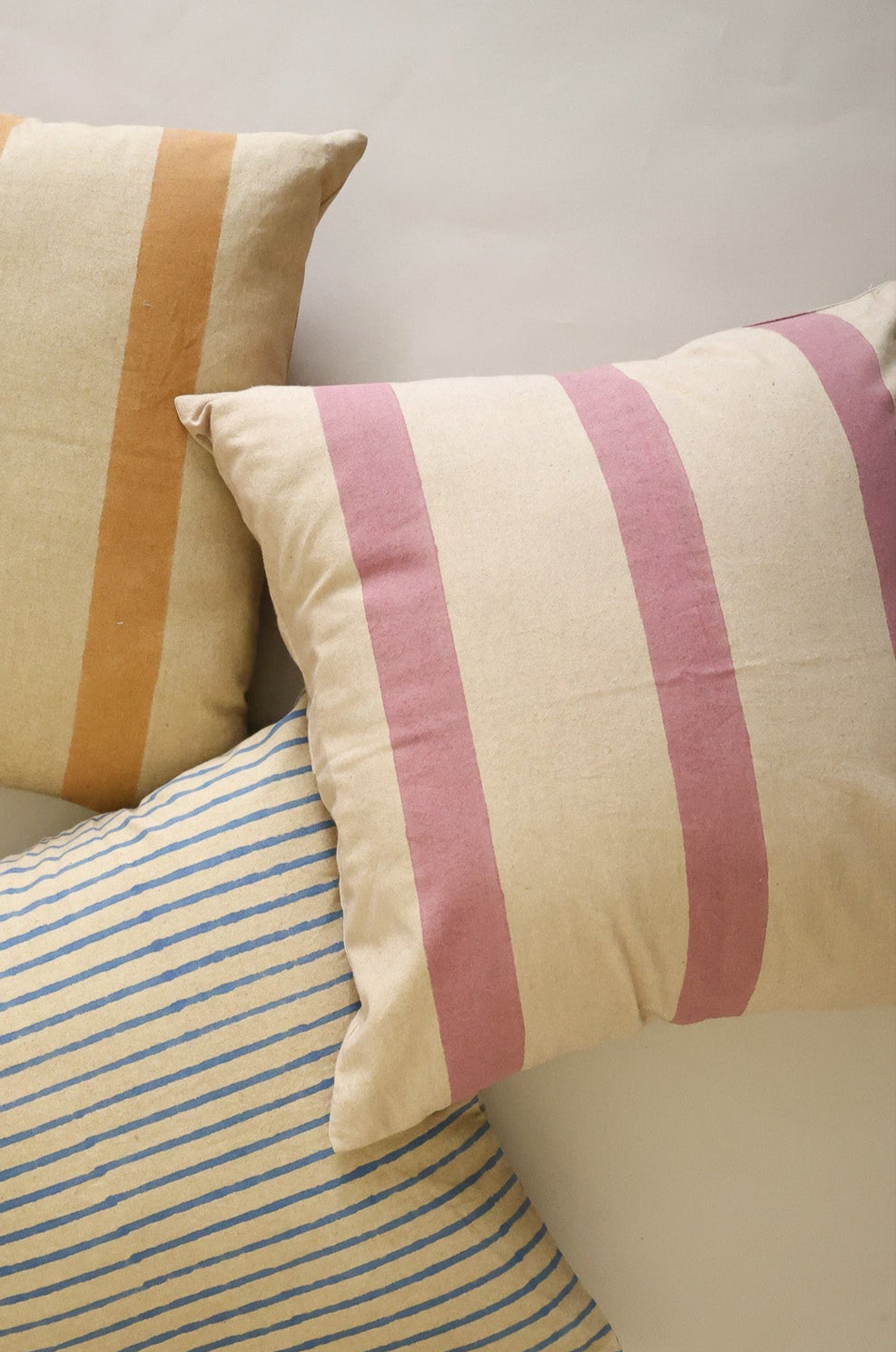 Oh! Stripes Block Print Pillow - Rose