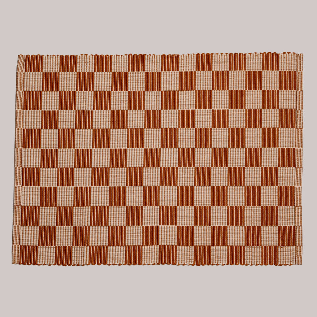 Handloomed Brown Checkered Placemats - Set of 4